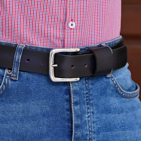 Premium Leather Belt For Men -Royal Blue With Black Tone. Free Personalization - Picture 12 of 15